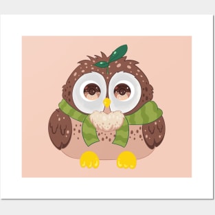 The little cute grapic brown owl- for Men or Women Kids Boys Girls love owl T-Shirt Posters and Art